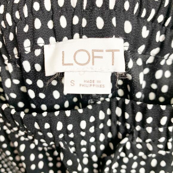 LOFT Wide Leg Polka Dot Dress Pants Ankle Trousers High Rise Black White Size S - Picture 6 of 7